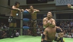 グローバル・タッグリーグ戦２０１１　２０１１年４月２９日　後楽園ホール　第３試合　鈴木鼓太郎、青木篤志、石森太二  ＶＳ  ＫＥＮＴＡ、金丸義信、平柳玄藩　３０分１本勝負