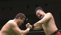 ＧＲＥＡＴ　ＶＯＹＡＧＥ　ｉｎ　ＮＡＧＯＹＡ　２０１２  ２０１２年６月３日　愛知・名古屋国際会議場　第５試合　丸藤正道、モハメドヨネＶＳ永田裕志、井上亘　ＮＯＡＨ３大対抗戦ＩＩ　『ＢＲＡＶＥｖｓＮＪＰＷ・青義軍』　スペシャルタッグマッチ　３０分１本勝負